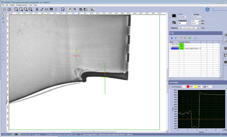 Helicopter engine blade X-Ray inspection